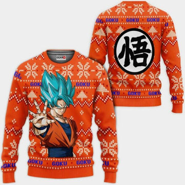 Goku Blue Ugly Christmas Sweater Anime Dragon Ball Xmas 1k120 Gifts ,dragon Ball Anime Xmas Christmas Gift Fan 611