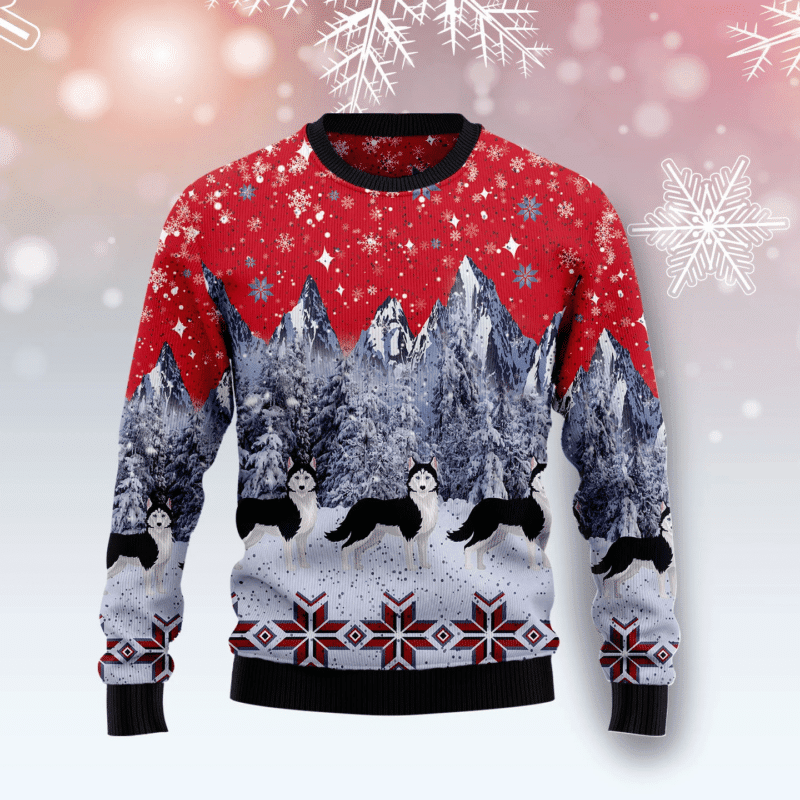 Siberian Husky Snow Christmas Dog Mom Gift Dog Lover Ugly Christmas Sweater