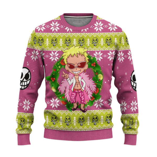 One Piece Anime Donquixote Doflamingo 24 Ugly Sweater Gifts, One Piece Anime Gift Fan Ugly Sweater 20