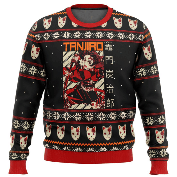 Demon Slayer Kimetsu No Yaiba Anime Kamado Tanjiro 18 Ugly Sweater Gifts, Demon Slayer Anime Gift Fan Ugly Sweater 594