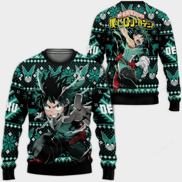 My Hero Academia Anime Izuku Midoriya 12 Ugly Sweater Gifts, My Hero Academia Anime Gift Fan Ugly Sweater 418