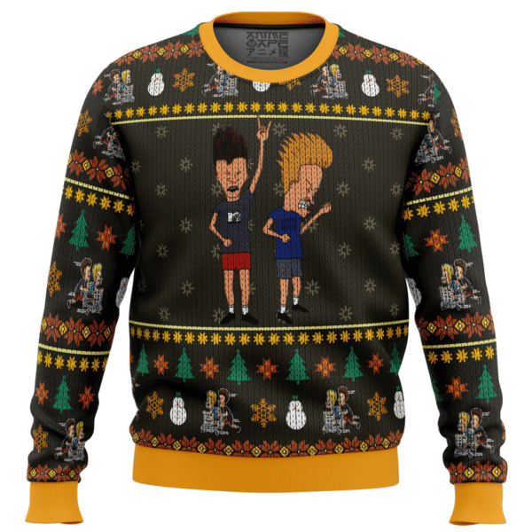 Beavis And Butthead Rock On Ugly Sweater Gifts, Beavis And Butthead Rock On Gift Fan Ugly Sweater 289