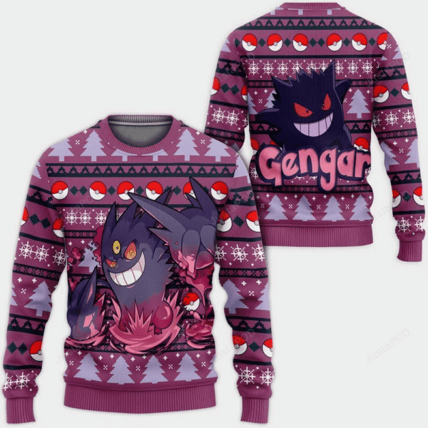 Pokemon Anime Gengar 29 Ugly Sweater Gifts, Pokemon Anime Gift Fan Ugly Sweater 27