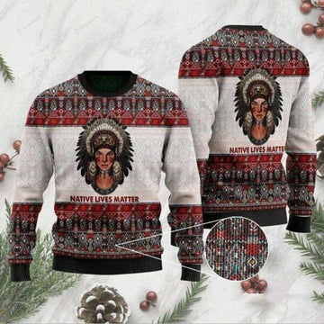 Native Lives Matter Native American Ugly Sweater, Native Lives Matter Native American Christmas Shirt 653