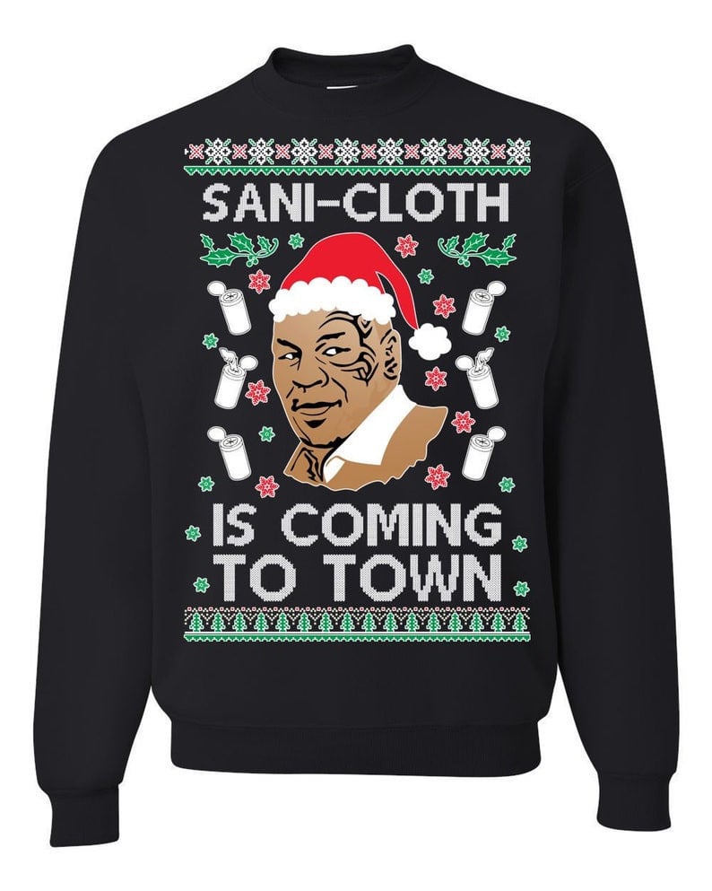 Mike Tyson Sani-cloth Is Coming To Town Ugly Sweatshirt, Christmas Ugly Sweater