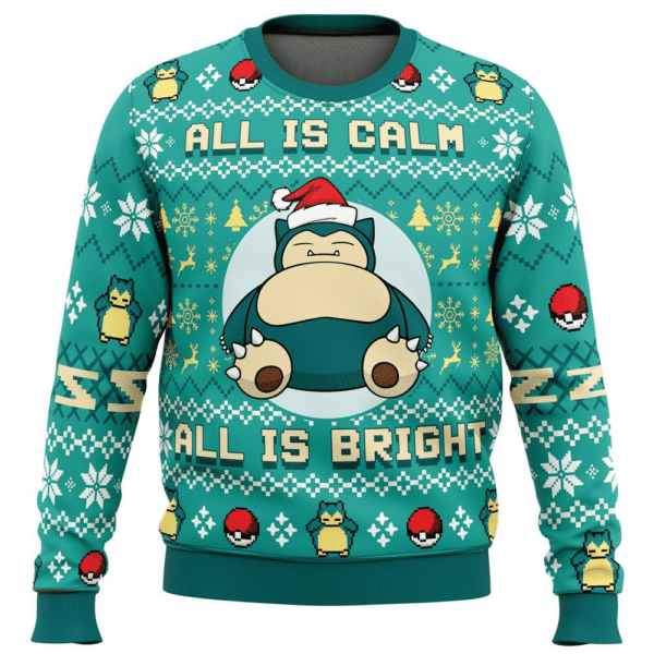 Pokemon Anime All Is Calm All Bright Snorlax 6 Ugly Sweater, Pokemon Anime Gift Fan Ugly Sweater 590