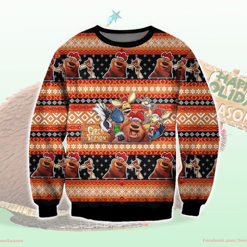 Open Season Xmas Sweater, Boog And Elliot Ugly Sweatshirt, Christmas Ugly Sweater