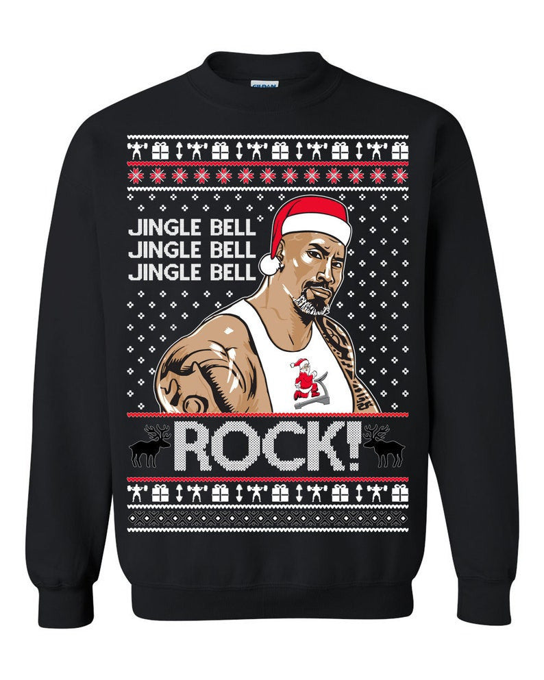 The Rock Jingle Bell Rock Merry Christmas Ugly Sweatshirt, Christmas Ugly Sweater