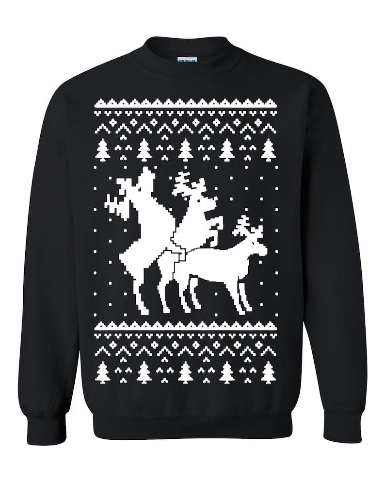 Reindeer Humping Ugly Sweatshirt, Christmas Ugly Sweater