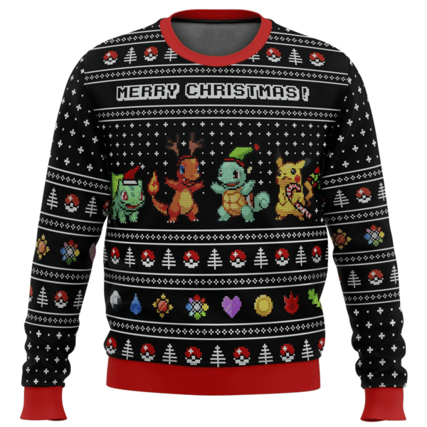 Pokemon Anime Kanto Starters 14 Ugly Sweater Gifts, Pokemon Anime Gift Fan Ugly Sweater 342