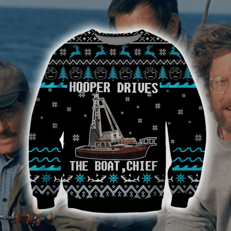 Hooper Drives The Boat Chief Ugly Christmas Sweater