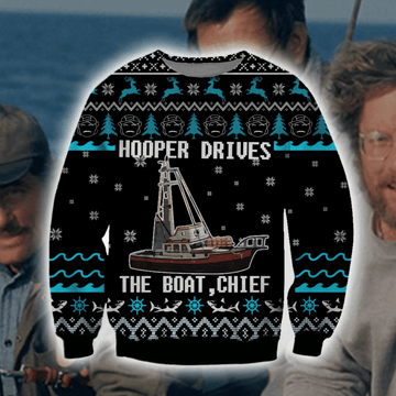 Hooper Drives The Boat Chief Ugly Christmas Sweater