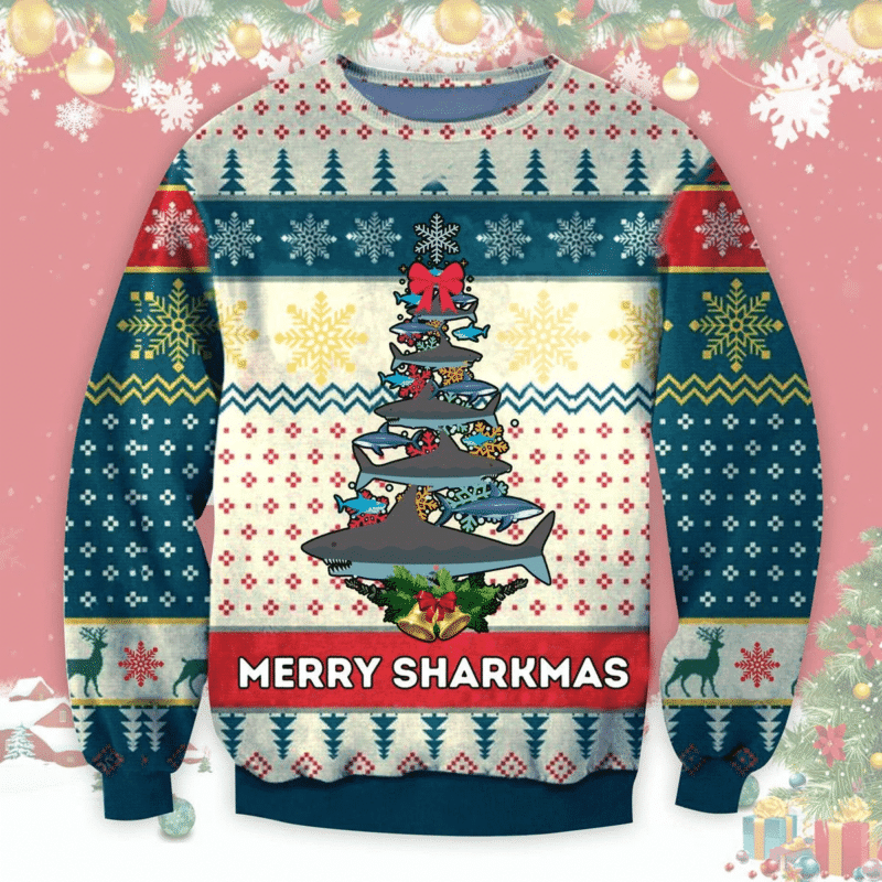 Merry Sharkmas Shark Christmas Tree Christmas Ugly Christmas Sweater
