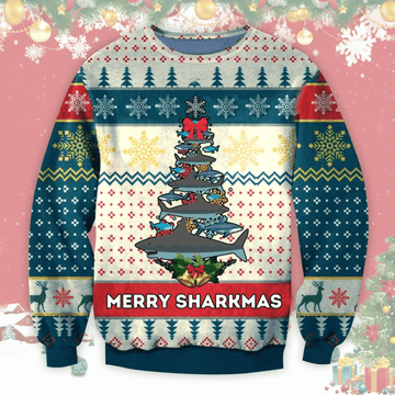 Merry Sharkmas Shark Christmas Tree Christmas Ugly Christmas Sweater