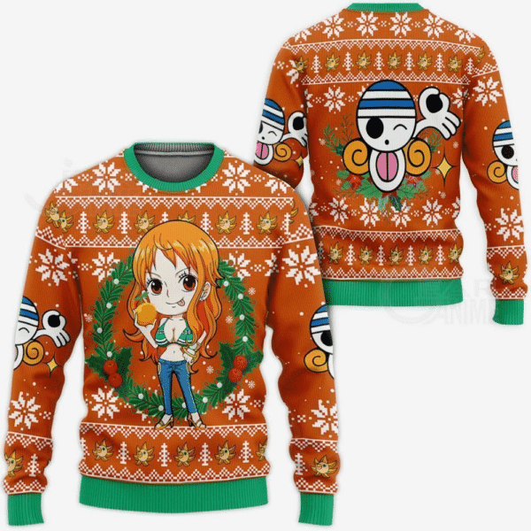 One Piece Anime Nami 12 Ugly Sweater, One Piece Anime Gift Fan Ugly Sweater 228
