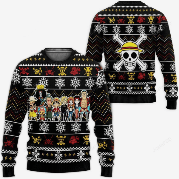 One Piece Anime Straw Hat Pirates 11 Ugly Sweater Gifts, One Piece Anime Gift Fan Ugly Sweater 780