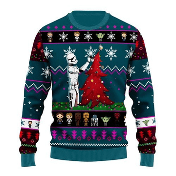 Star Wars And Tree Christmas Ugly Sweater Gifts, Star Wars Gift Fan Ugly Sweater 64
