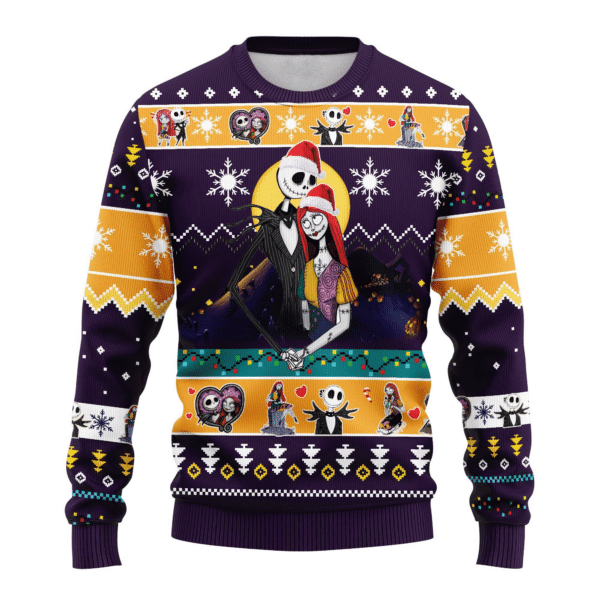 The Nightmare Before Christmas Jack Skellington And Sally 2 Ugly Sweater Gifts, Jack Skellington Gift Fan Ugly Sweater 598