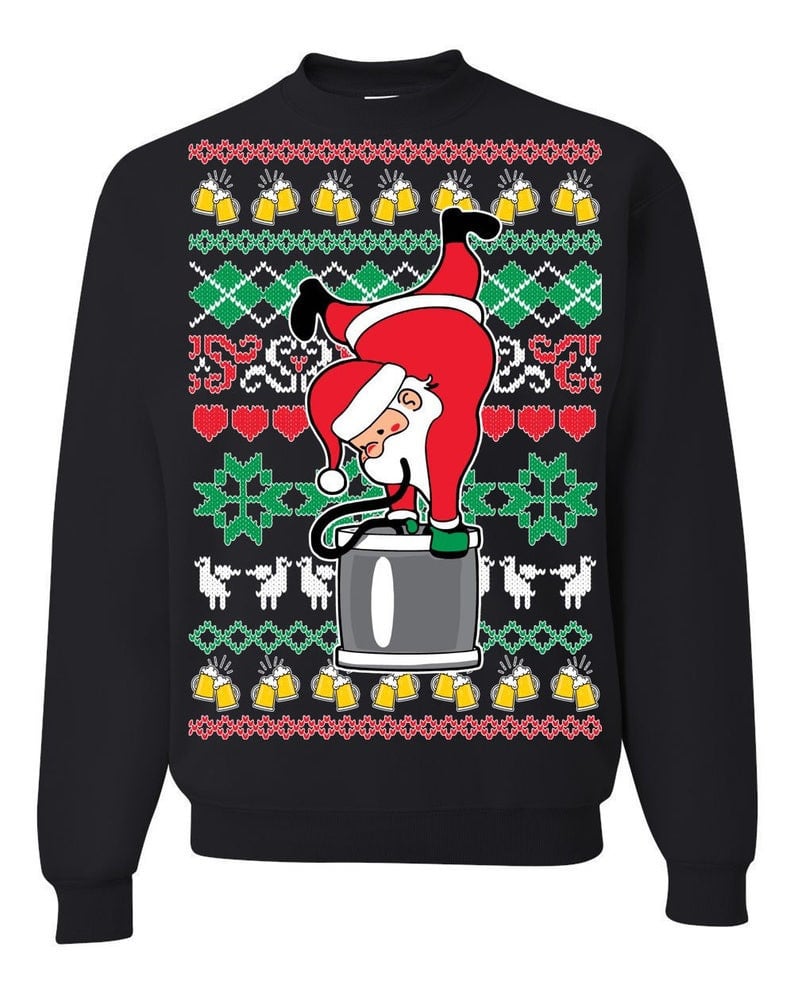 Santa Claus Keg Stand Ugly Sweatshirt, Christmas Ugly Sweater
