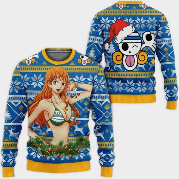 One Piece Anime Nami 45 Ugly Sweater, One Piece Anime Gift Fan Ugly Sweater 263
