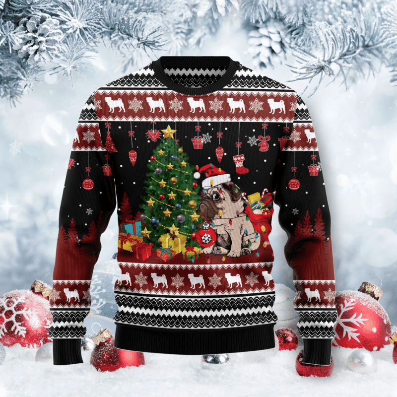 Pug Merry Christmas Dog Mom Gift Dog Lover Ugly Christmas Sweater