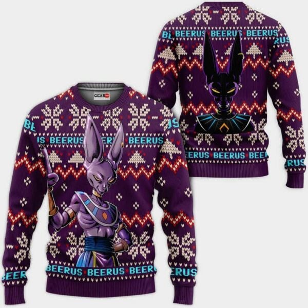 Beerus Ugly Christmas Sweater Anime Dragon Ball Xmas Gifts 1k98,dragon Ball Anime Xmas Christmas Gift Fan 651