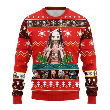 Demon Slayer Kimetsu No Yaiba Anime Kamado Nezuko 6 Ugly Sweater, Demon Slayer Anime Gift Fan Ugly Sweater 602