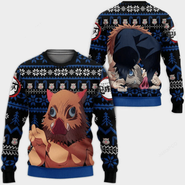 Demon Slayer Kimetsu No Yaiba Anime Hashibira Inosuke 38 Ugly Sweater Gifts, Demon Slayer Anime Gift Fan Ugly Sweater 15