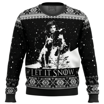Game Of Thrones Let It Snow Black And White Ugly Sweater Gifts, Game Of Thrones Gift Fan Ugly Sweater 549