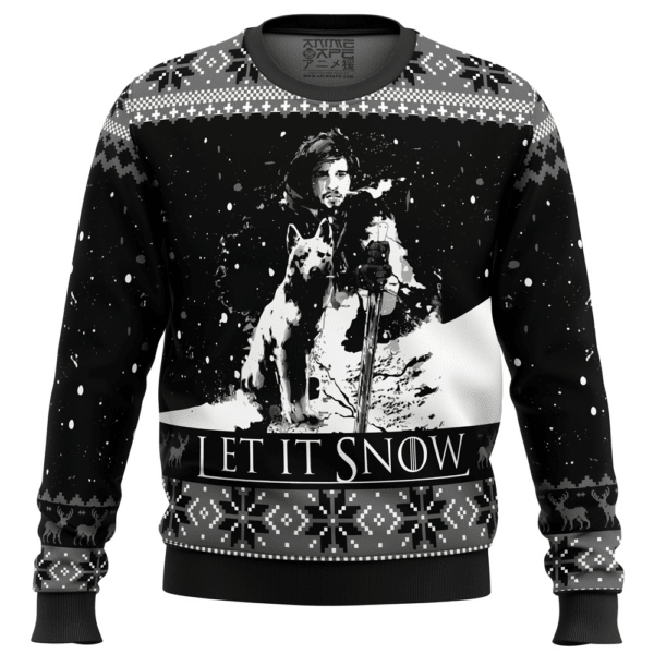 Game Of Thrones Let It Snow Black And White Ugly Sweater Gifts, Game Of Thrones Gift Fan Ugly Sweater 549