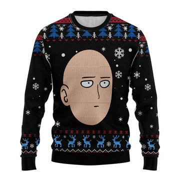 One Punch Man Anime Saitama 7 Ugly Sweater Gifts, One Punch Man Anime Gift Fan Ugly Sweater 241