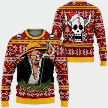 One Piece Anime Red Hair Shanks 50 Ugly Sweater, One Piece Anime Gift Fan Ugly Sweater 441