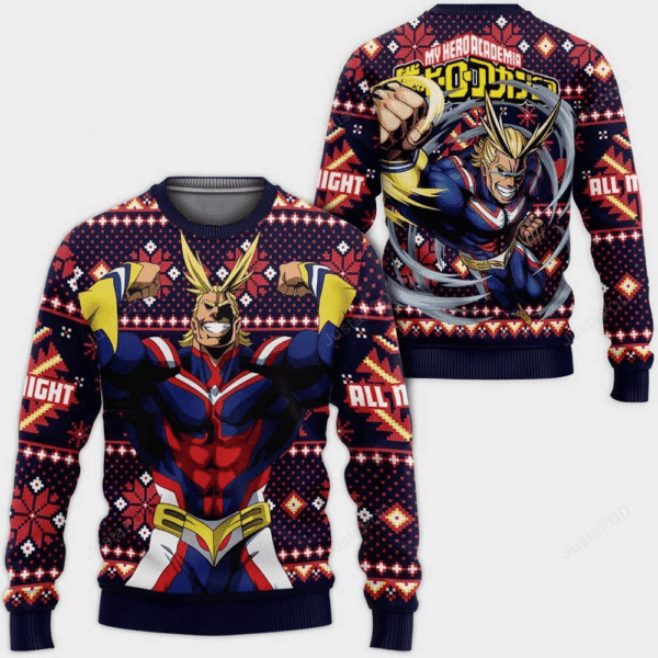 My Hero Academia Anime All Might 2 Ugly Sweater Gifts, My Hero Academia Anime Gift Fan Ugly Sweater 916
