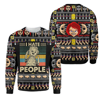 Horror Chunky Ugly I Hate People Christmas Sweater