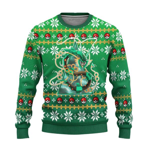 Pokemon Anime Rayquaza 48 Ugly Sweater Gifts, Pokemon Anime Gift Fan Ugly Sweater 435