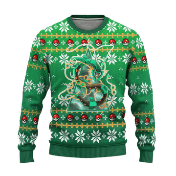 Pokemon Anime Rayquaza 48 Ugly Sweater Gifts, Pokemon Anime Gift Fan Ugly Sweater 435