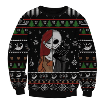 The Nightmare Before Christmas Jack Skellington And Sally Ugly Sweater Gifts, Jack Skellington Gift Fan Ugly Sweater 771