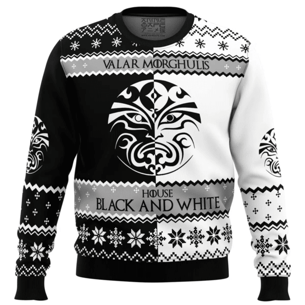 Game Of Thrones House Black And White Ugly Sweater Gifts, Game Of Thrones House Black And White Gift Fan Ugly Sweater 959