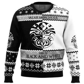 Game Of Thrones House Black And White Ugly Sweater Gifts, Game Of Thrones House Black And White Gift Fan Ugly Sweater 959