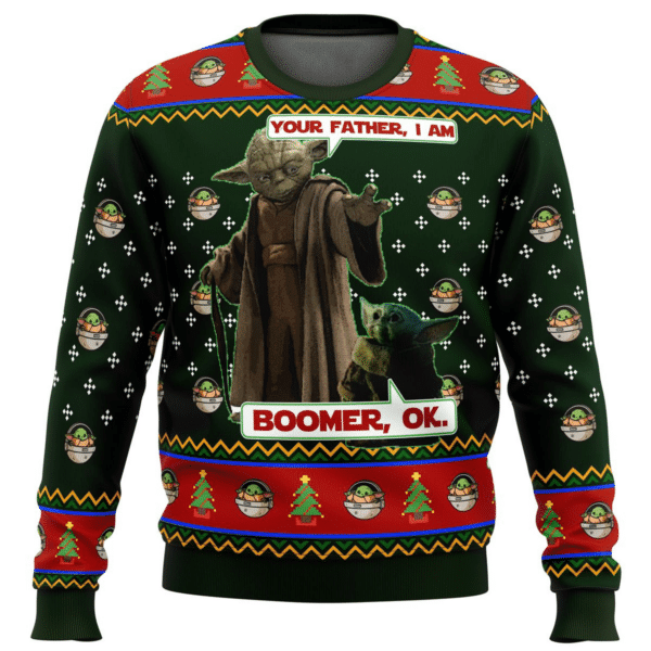Star Wars Baby Yoda Boomer Ugly Sweater Gifts, Baby Yoda Gift Fan Ugly Sweater 526