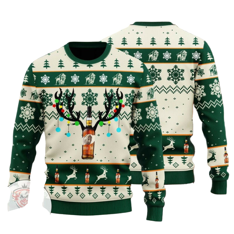 Buffalo Trace Reindeer Knitted Ugly Christmas Sweater