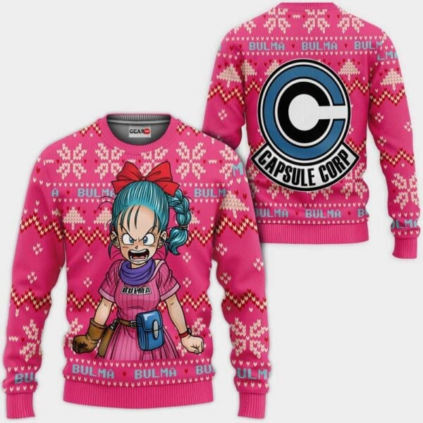 Bulma Ugly Christmas Sweater Anime Dragon Ball Xmas Gifts 1k88,dragon Ball Anime Xmas Christmas Gift Fan 157
