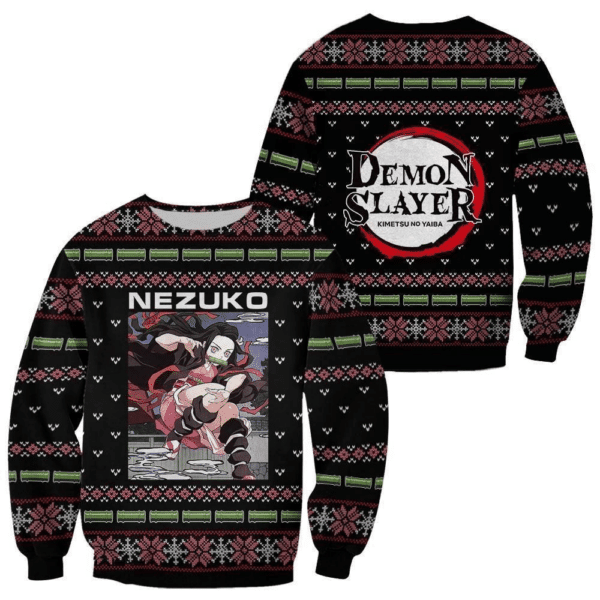 Demon Slayer Kimetsu No Yaiba Anime Kamado Nezuko 5 Ugly Sweater Gifts, Demon Slayer Anime Gift Fan Ugly Sweater 545