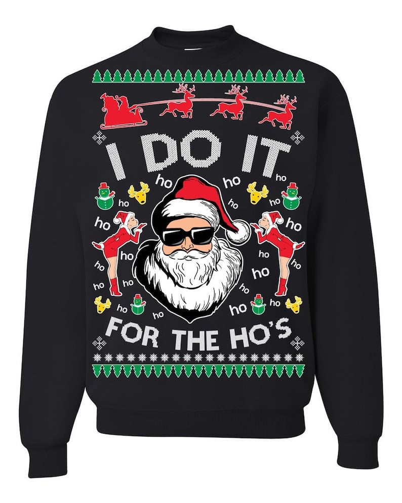 Santa Claus I Do It For The Hos Ugly Sweatshirt, Christmas Ugly Sweater