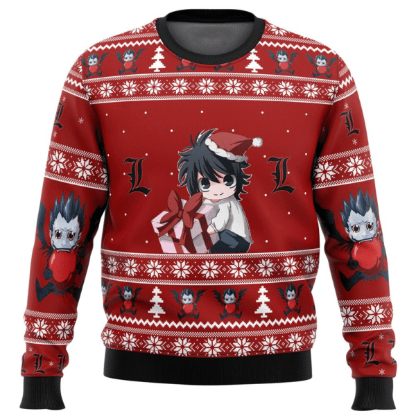 Death Note Anime Chibi L 2 Ugly Sweater Gifts, Death Note Anime Gift Fan Ugly Sweater 452