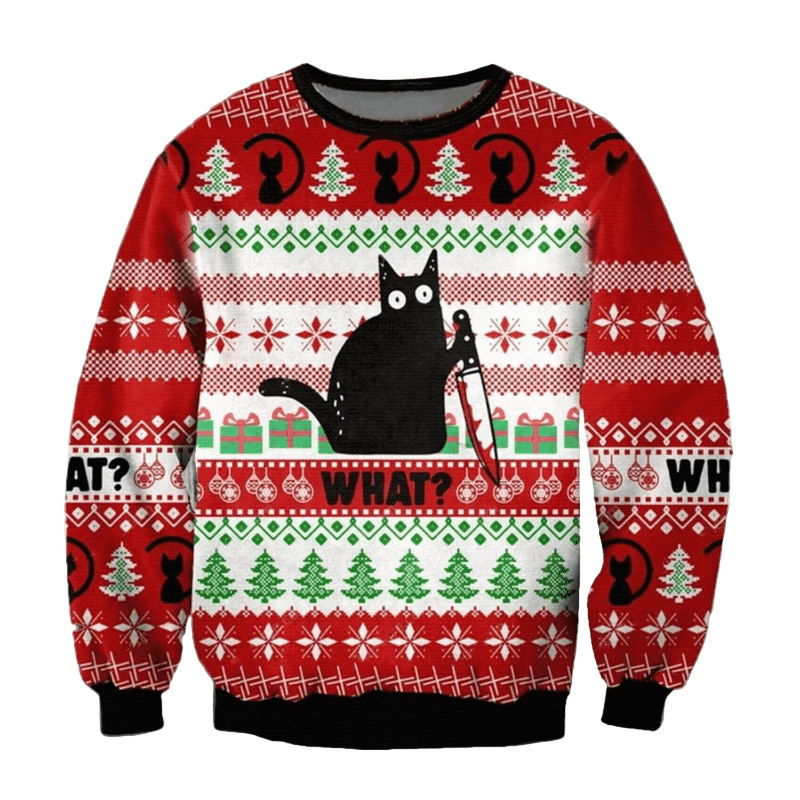 Funny Black Cat Christmas Ugly Christmas Sweater