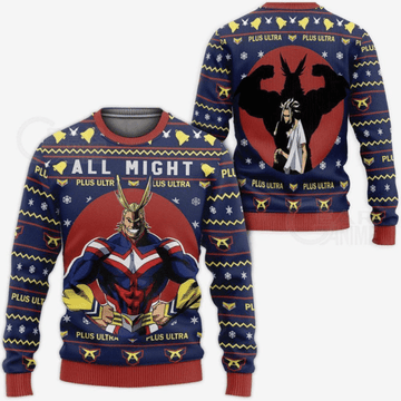 My Hero Academia Anime All Might 33 Ugly Sweater Gifts, My Hero Academia Anime Gift Fan Ugly Sweater 808