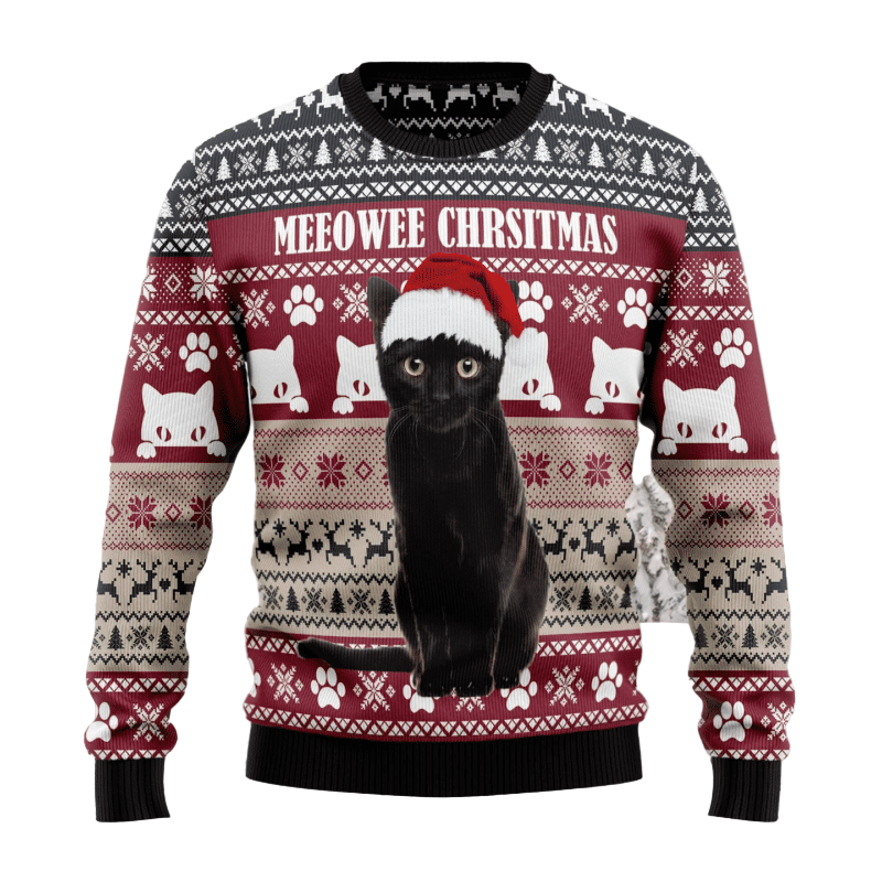 Meeowee Christmas, Cat Mom Cat Lover Christmas Ugly Christmas Sweater