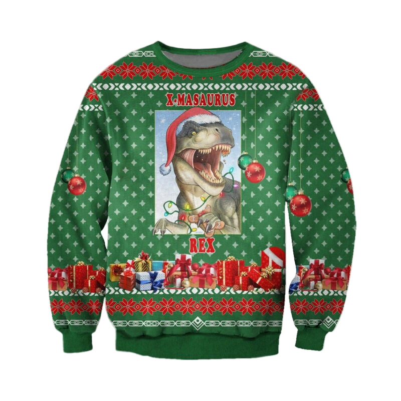 X-masaurus T-rex Merry Christmas Ugly Sweatshirt, Christmas Ugly Sweater