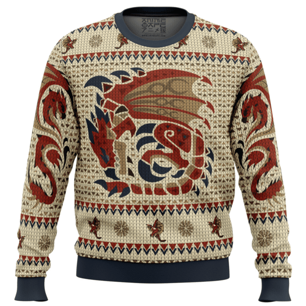 Rathalos Monster Hunter Ugly Sweater Gifts, Gundam Helmet Rathalos Monster Hunter Gift Fan Ugly Sweater 242